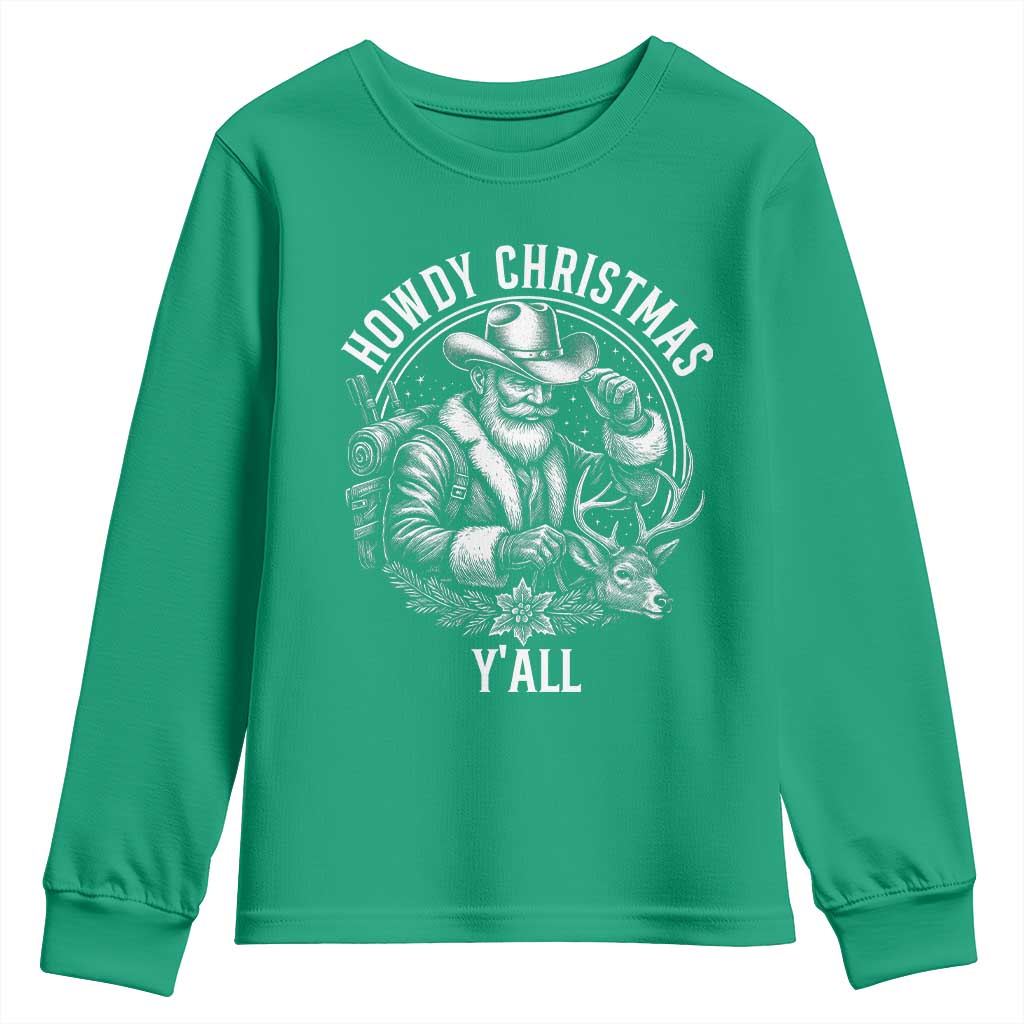 Cowboy Santa Claus Youth Sweatshirt Howdy Christmas Y'all Western Country - Wonder Print Shop