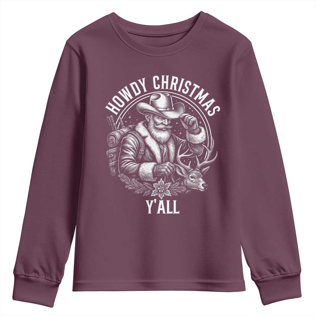 Cowboy Santa Claus Youth Sweatshirt Howdy Christmas Y'all Western Country - Wonder Print Shop