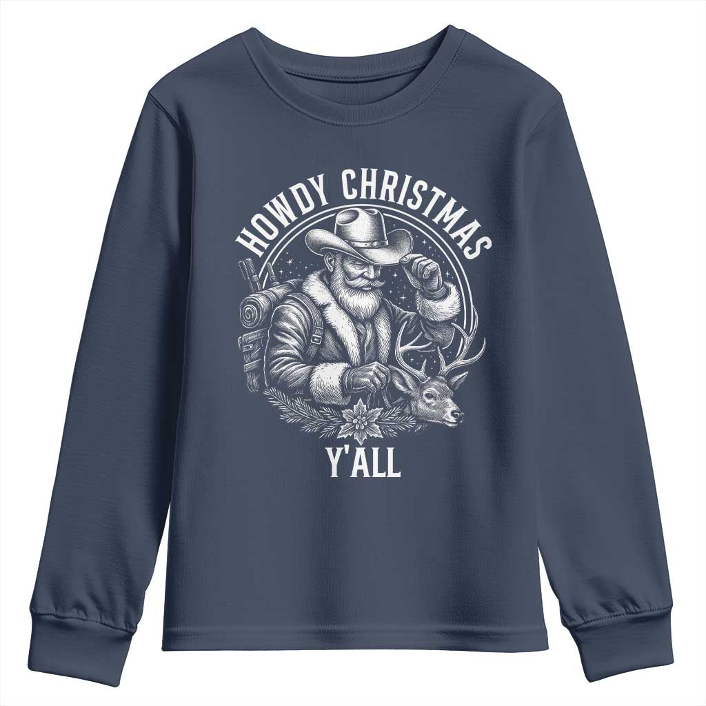 Cowboy Santa Claus Youth Sweatshirt Howdy Christmas Y'all Western Country - Wonder Print Shop