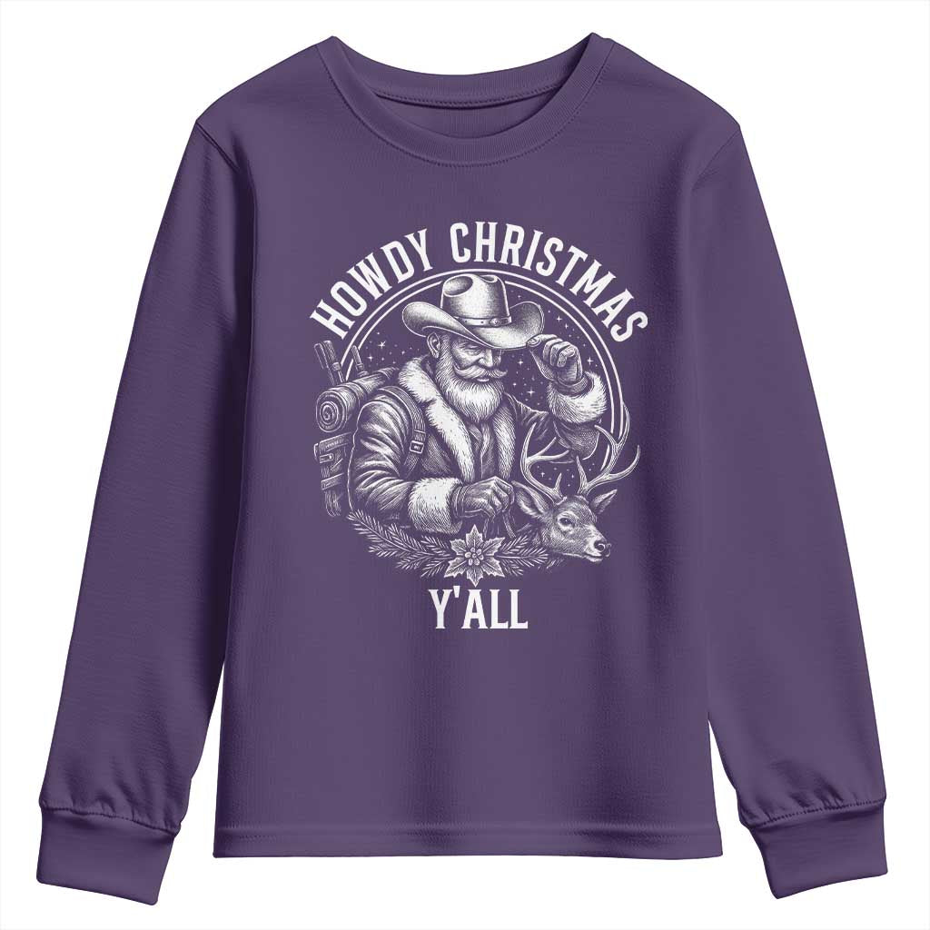 Cowboy Santa Claus Youth Sweatshirt Howdy Christmas Y'all Western Country - Wonder Print Shop