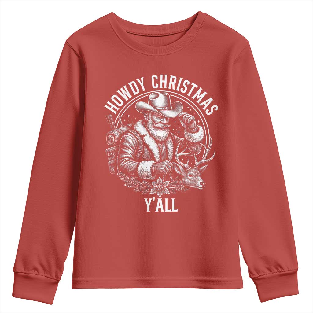 Cowboy Santa Claus Youth Sweatshirt Howdy Christmas Y'all Western Country - Wonder Print Shop
