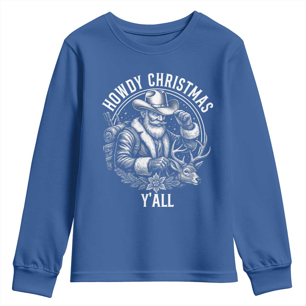 Cowboy Santa Claus Youth Sweatshirt Howdy Christmas Y'all Western Country - Wonder Print Shop