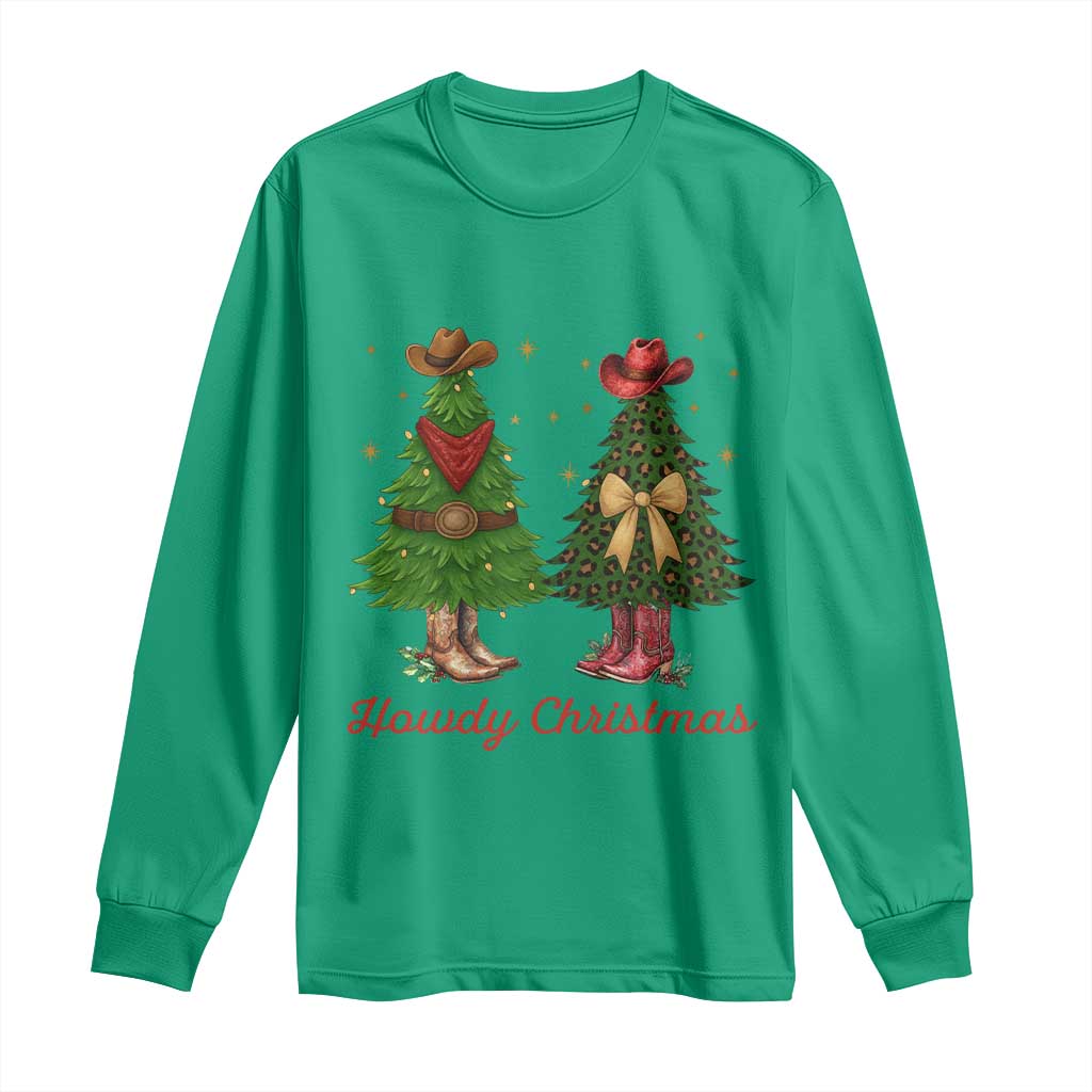 Howdy Christmas Long Sleeve Shirt Cowboy Western Country Xmas - Wonder Print Shop