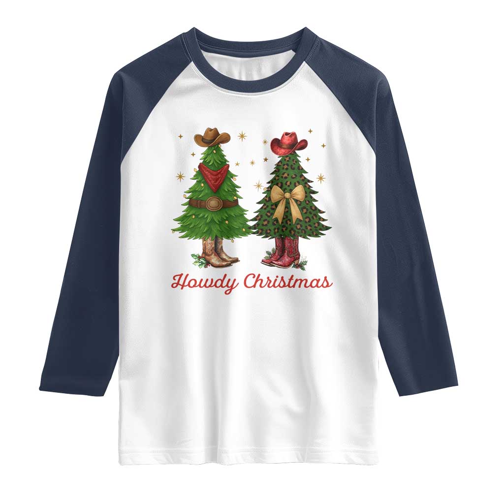 Howdy Christmas Raglan Shirt Cowboy Western Country Xmas - Wonder Print Shop
