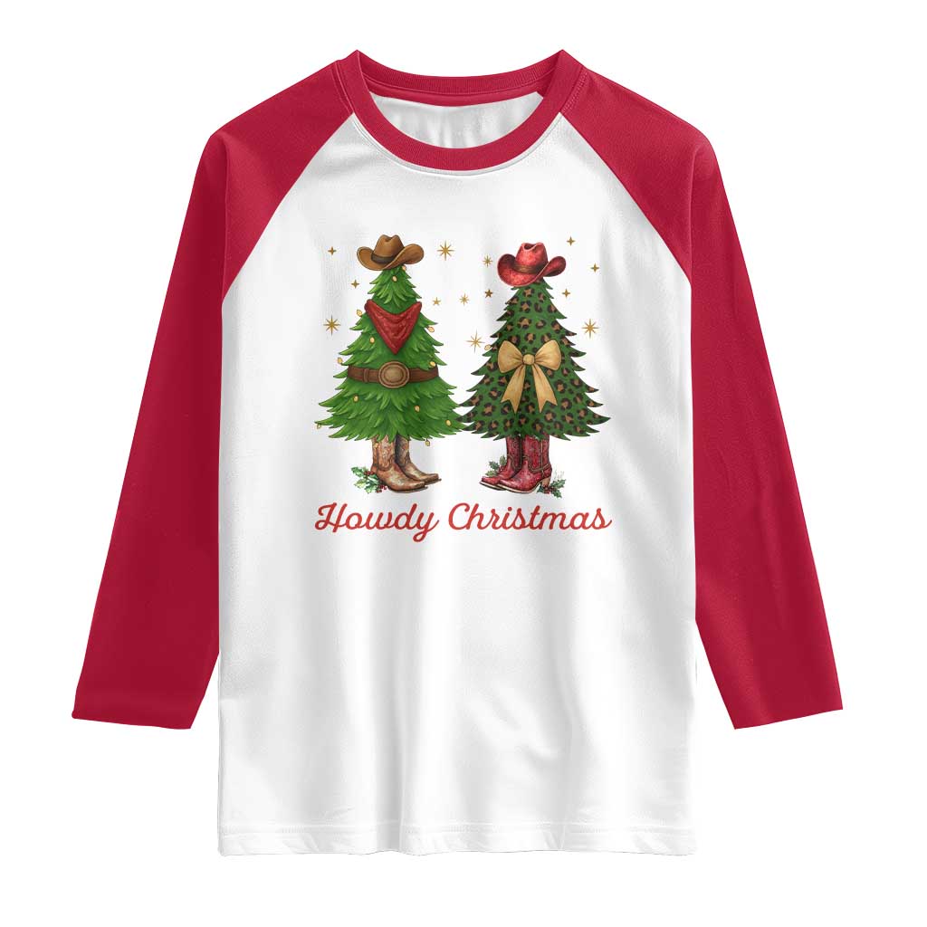 Howdy Christmas Raglan Shirt Cowboy Western Country Xmas - Wonder Print Shop