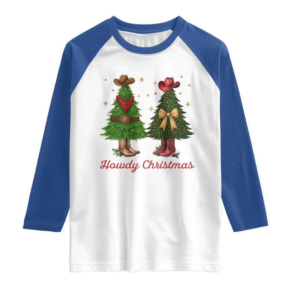 Howdy Christmas Raglan Shirt Cowboy Western Country Xmas - Wonder Print Shop