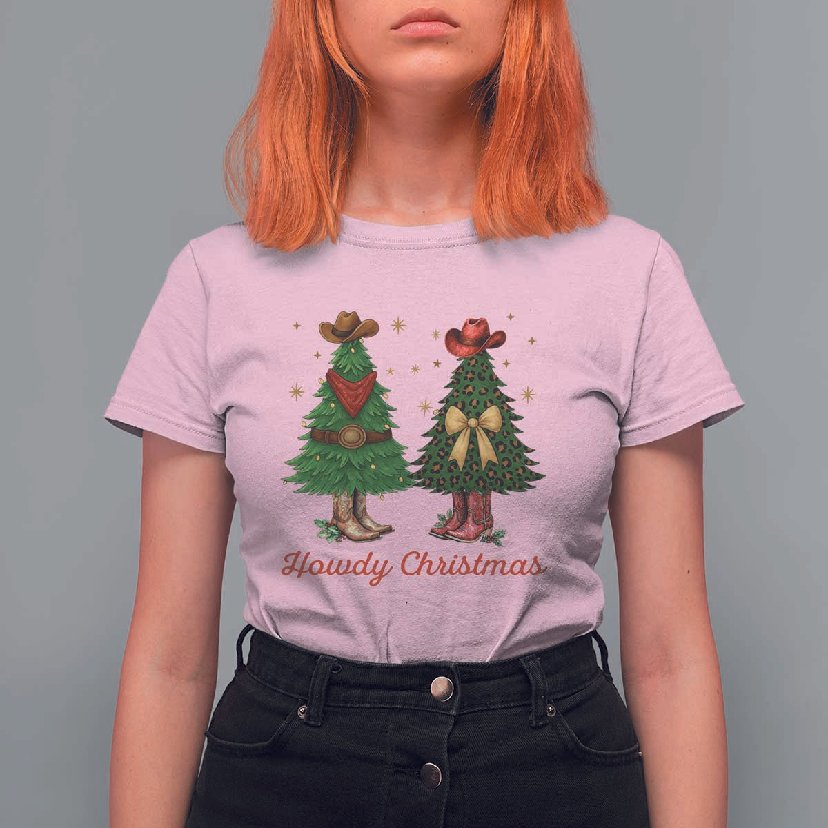 Howdy Christmas T Shirt For Women Cowboy Western Country Xmas - Wonder Print Shop