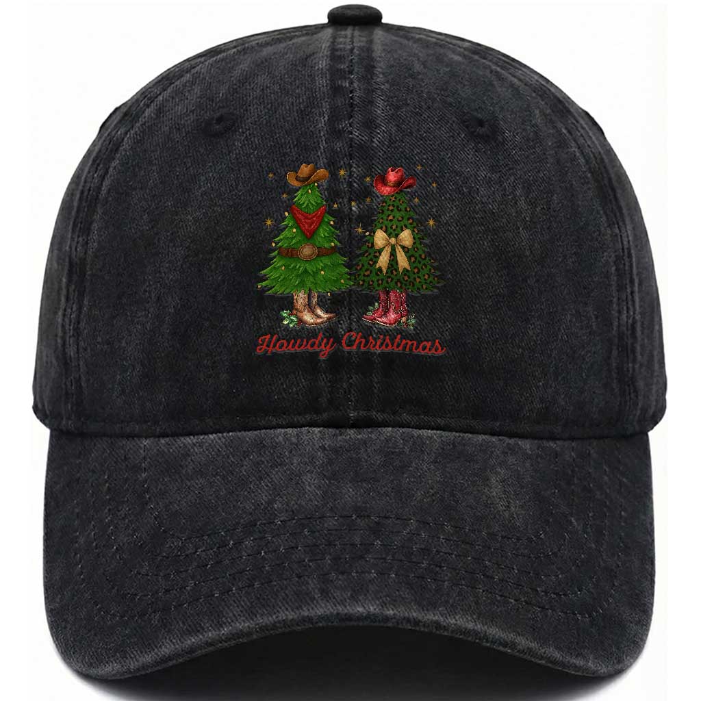 Howdy Christmas Washed Cotton Baseball Cap Cowboy Western Country Xmas