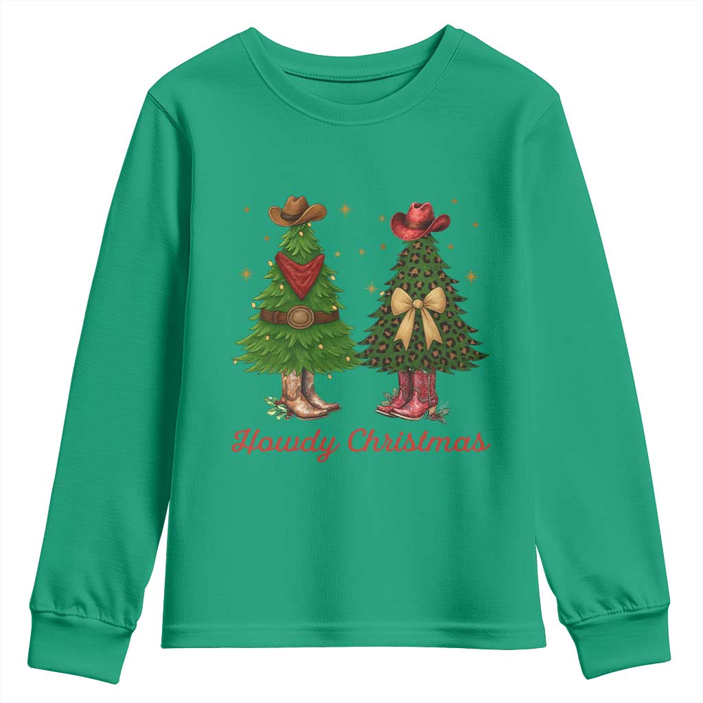 Howdy Christmas Youth Sweatshirt Cowboy Western Country Xmas - Wonder Print Shop