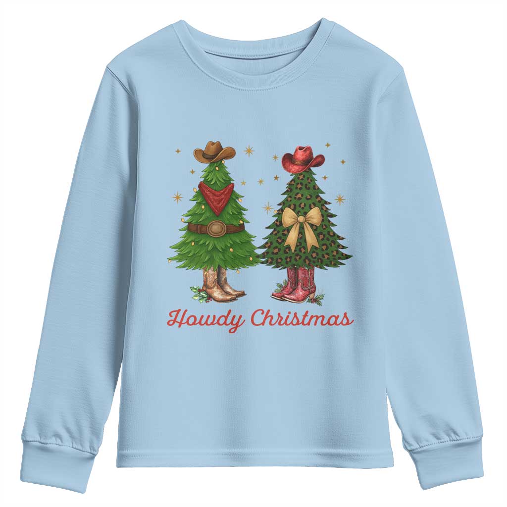 Howdy Christmas Youth Sweatshirt Cowboy Western Country Xmas - Wonder Print Shop