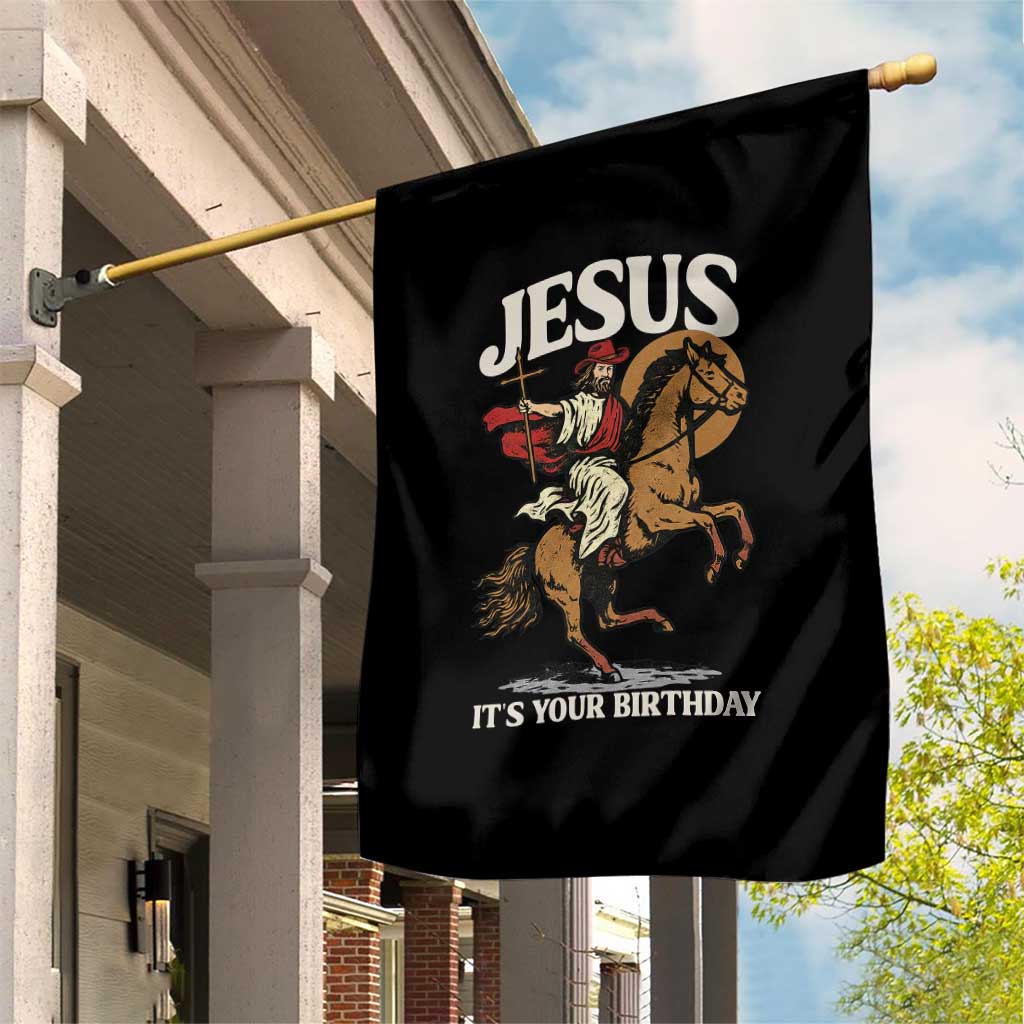 Funny Cowboy Jesus Christmas Garden Flag It Is Your Birthday - Wonder Print Shop