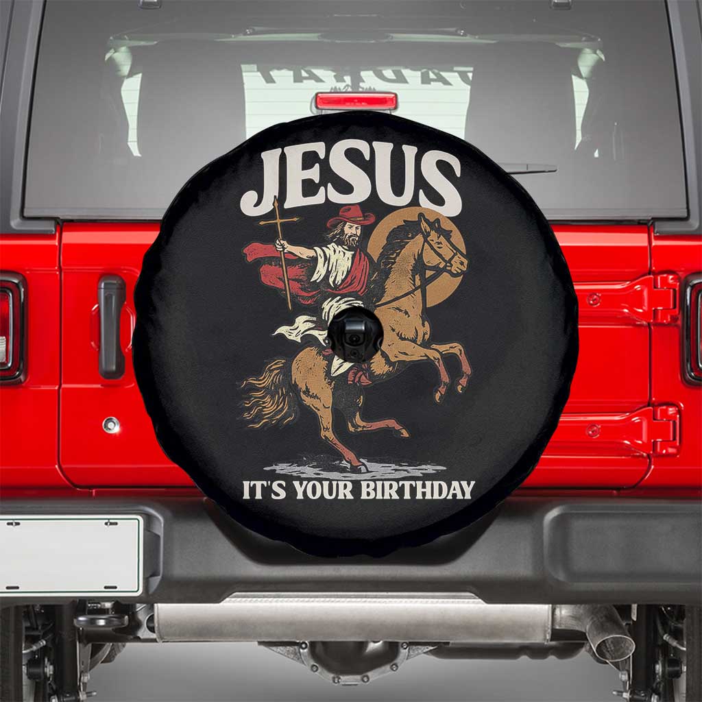 Funny Cowboy Jesus Christmas Spare Tire Cover It Is Your Birthday - Wonder Print Shop