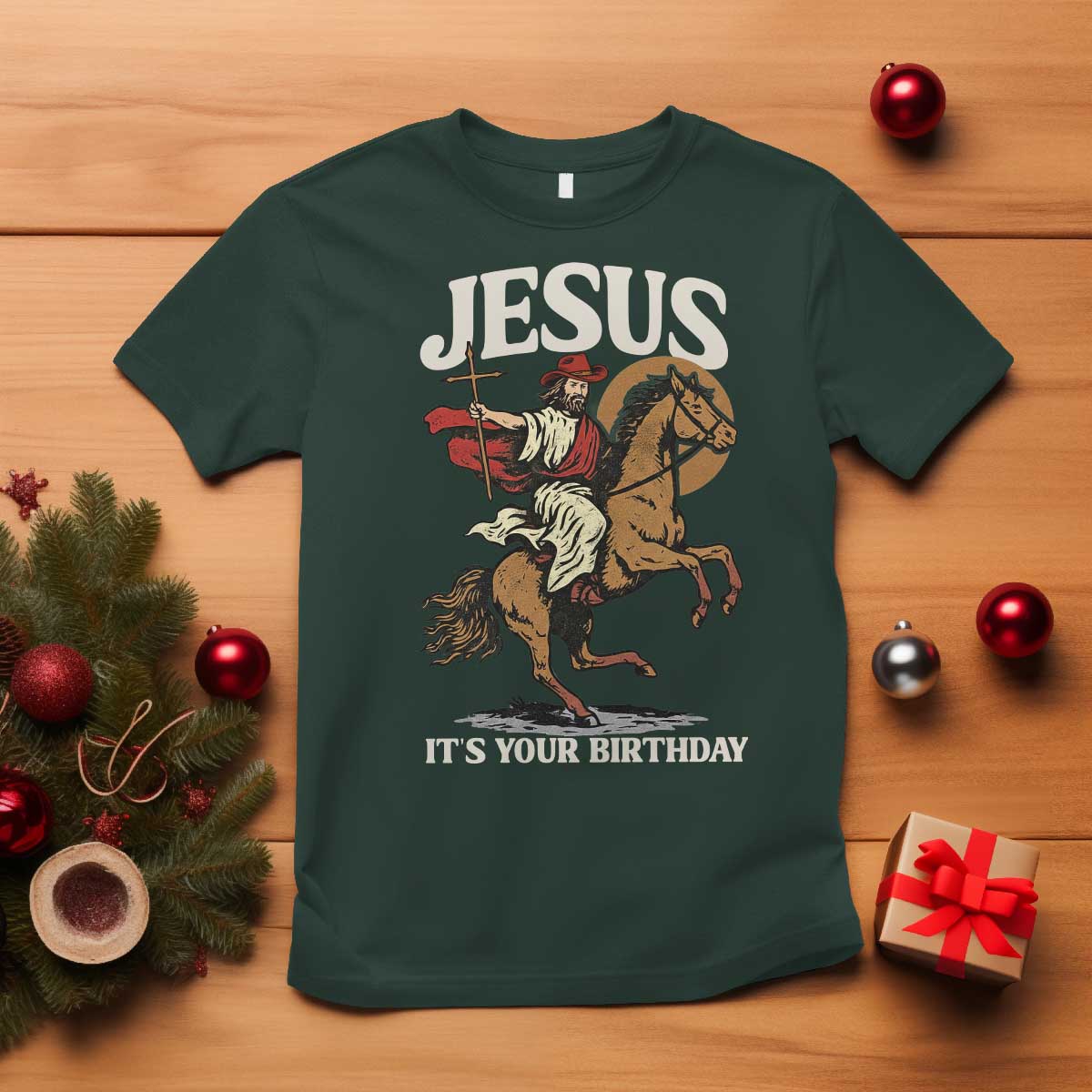 Funny Cowboy Jesus Christmas T Shirt It Is Your Birthday - Wonder Print Shop