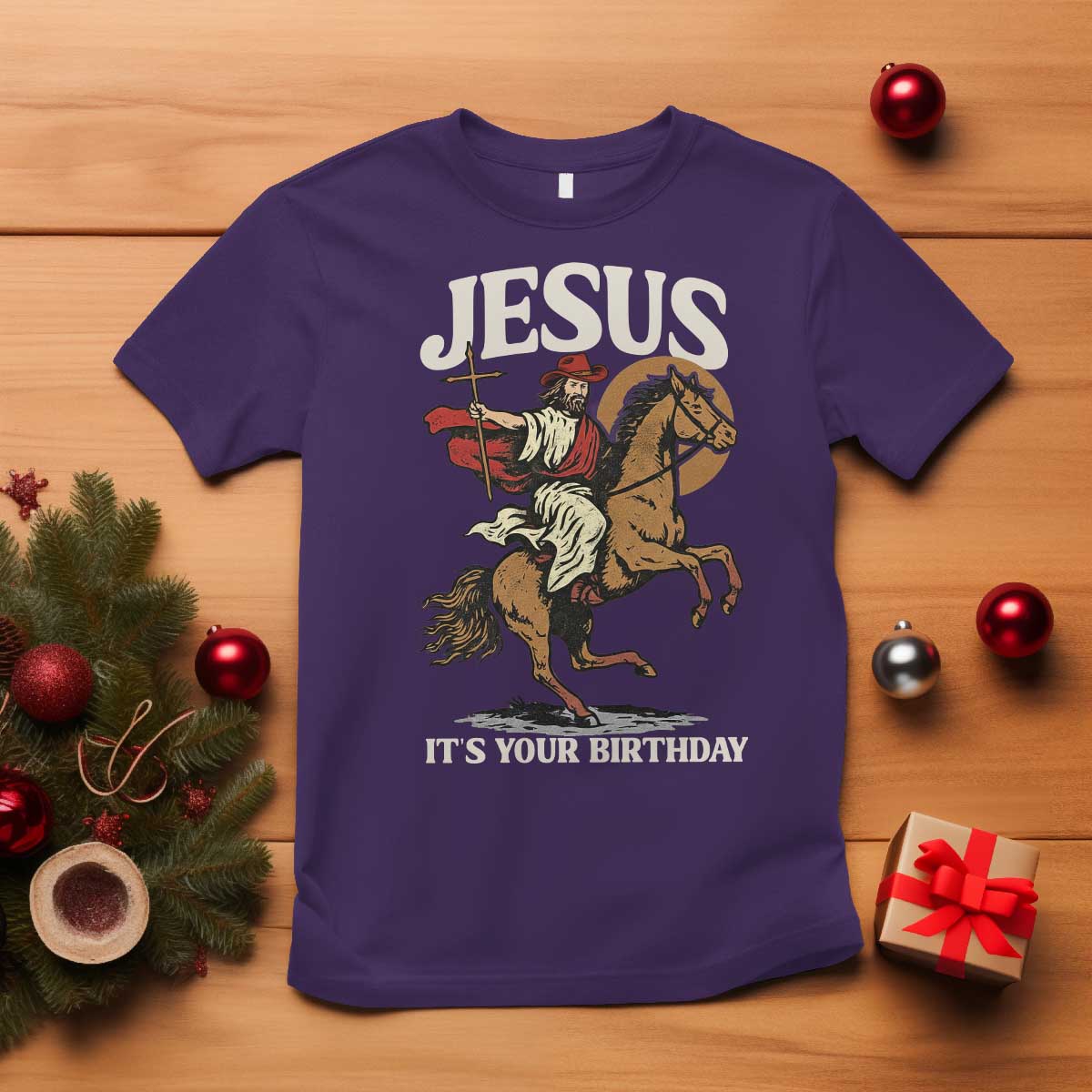 Funny Cowboy Jesus Christmas T Shirt It Is Your Birthday - Wonder Print Shop