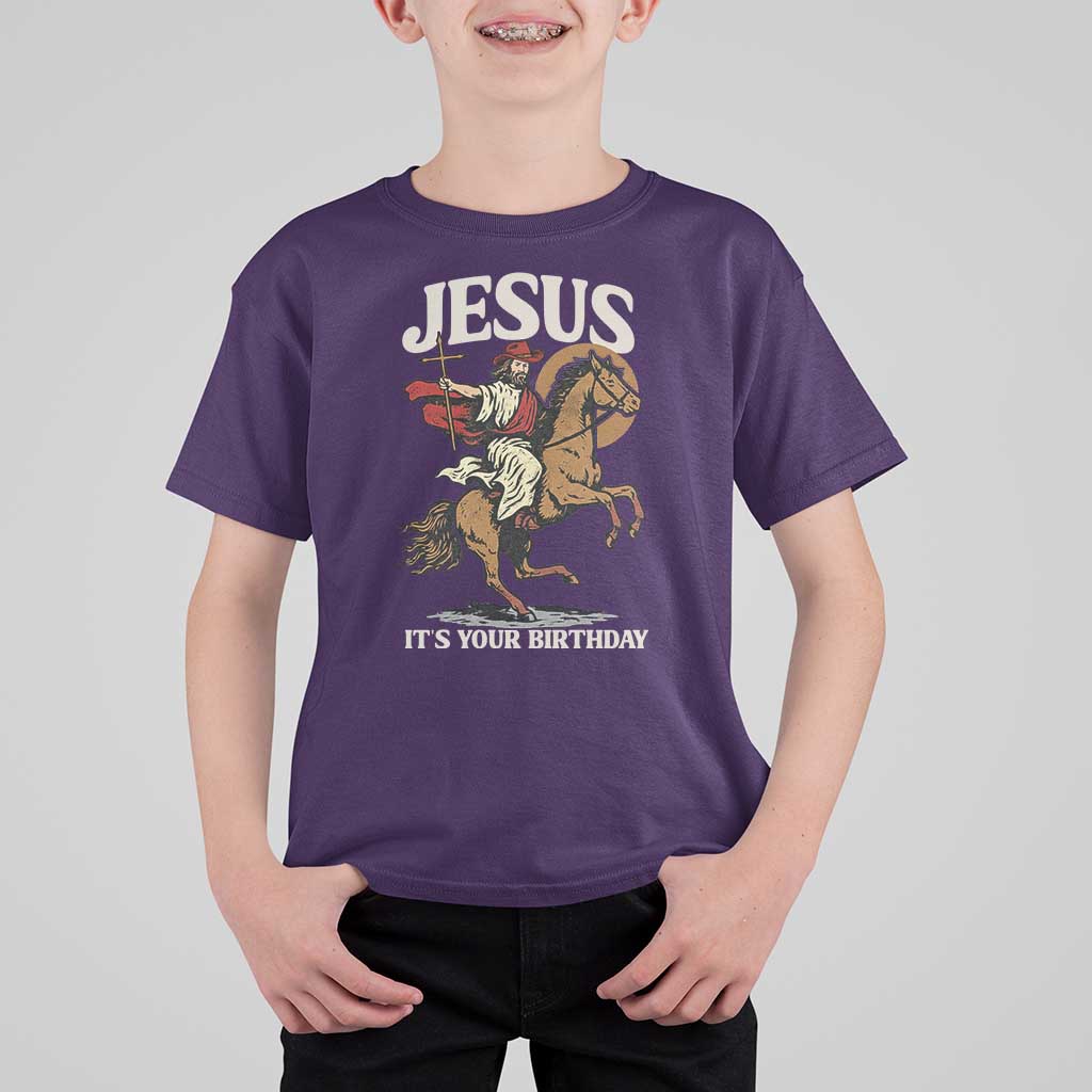 Funny Cowboy Jesus Christmas T Shirt For Kid It Is Your Birthday - Wonder Print Shop