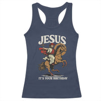 Funny Cowboy Jesus Christmas Racerback Tank Top It Is Your Birthday - Wonder Print Shop