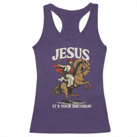 Funny Cowboy Jesus Christmas Racerback Tank Top It Is Your Birthday - Wonder Print Shop