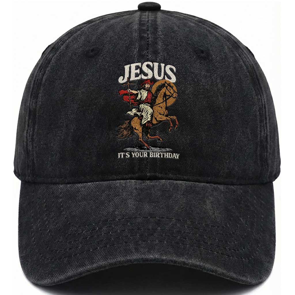 Funny Cowboy Jesus Christmas Washed Cotton Baseball Cap It Is Your Birthday