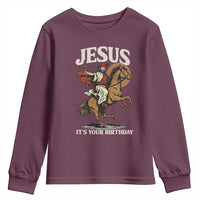 Funny Cowboy Jesus Christmas Youth Sweatshirt It Is Your Birthday - Wonder Print Shop