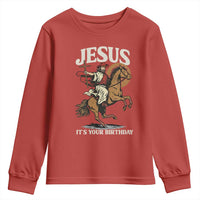Funny Cowboy Jesus Christmas Youth Sweatshirt It Is Your Birthday - Wonder Print Shop