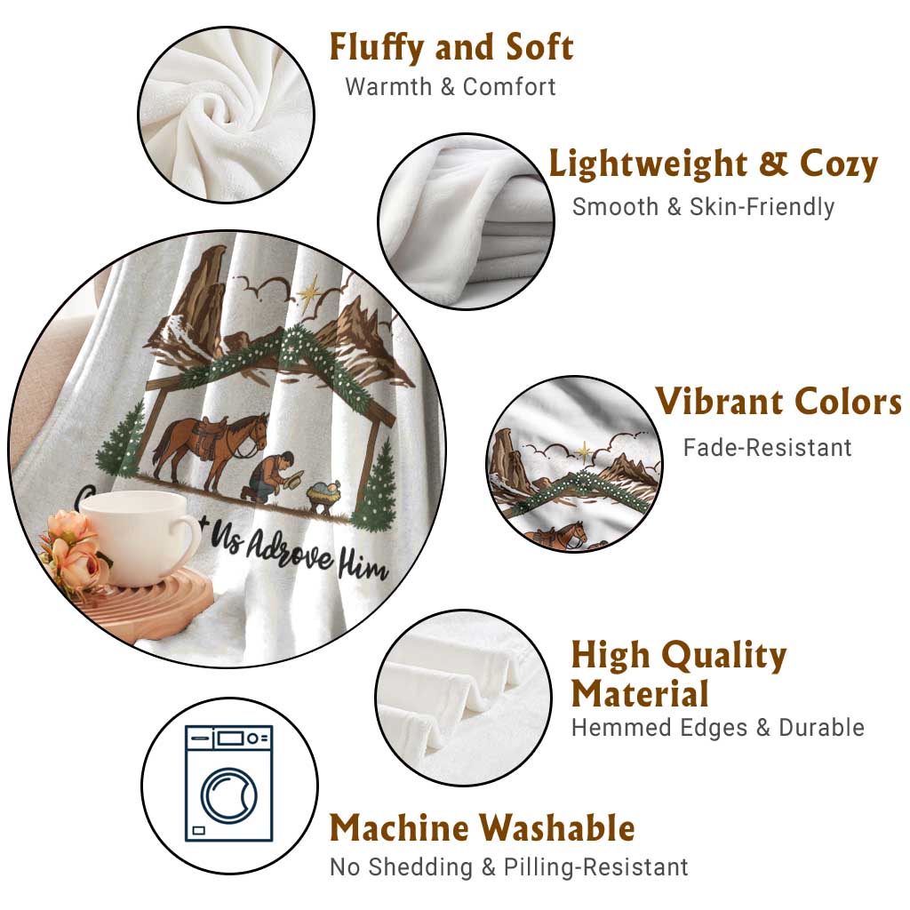 Nativity Scene Christmas Throw Blanket Cowboy Bible Scripture Verse Western - Wonder Print Shop