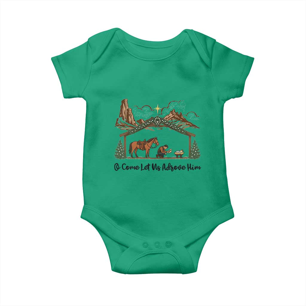 Nativity Scene Christmas Baby Onesie Cowboy Bible Scripture Verse Western - Wonder Print Shop