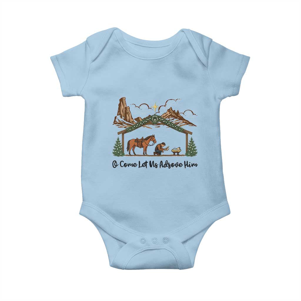 Nativity Scene Christmas Baby Onesie Cowboy Bible Scripture Verse Western - Wonder Print Shop