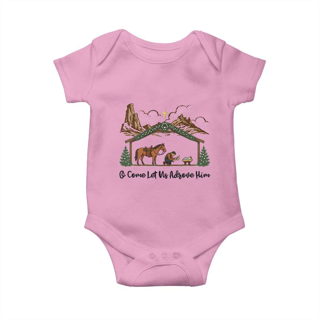 Nativity Scene Christmas Baby Onesie Cowboy Bible Scripture Verse Western - Wonder Print Shop