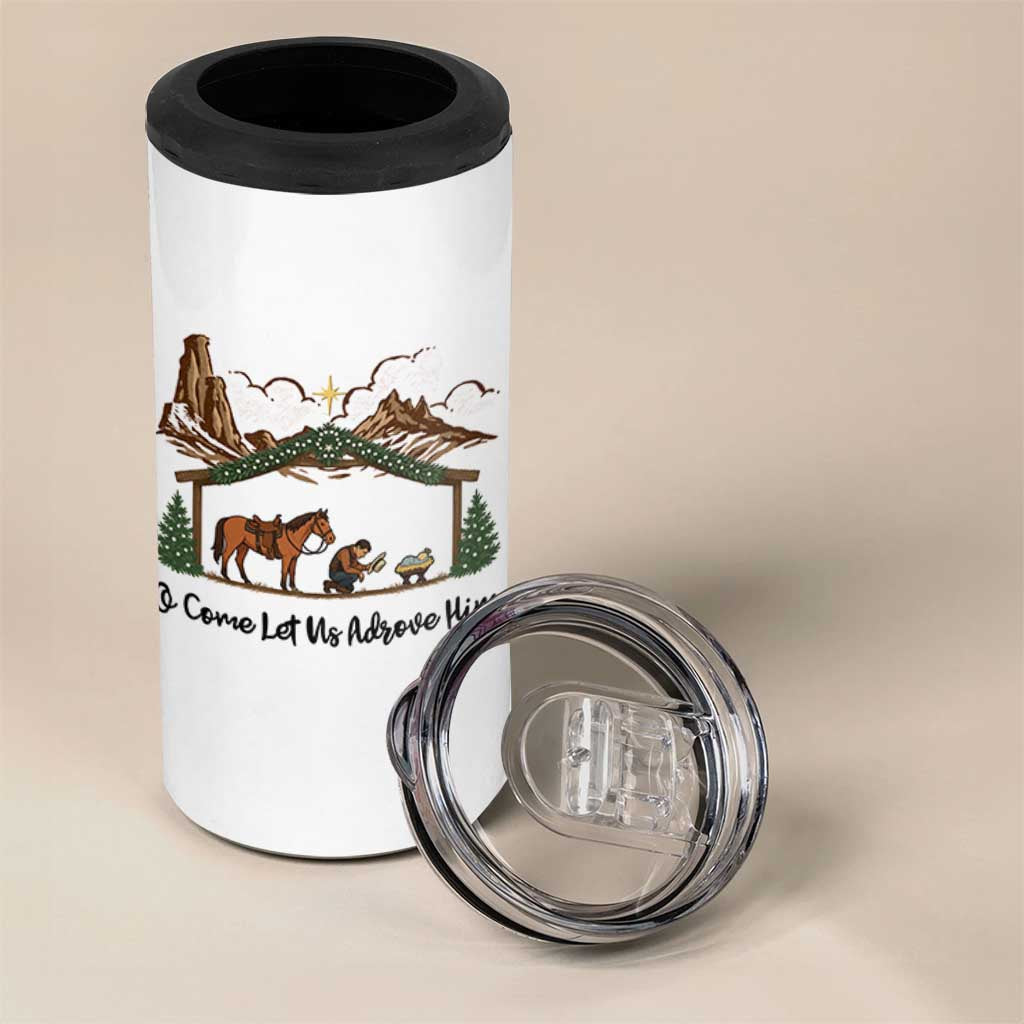 Nativity Scene Christmas 4 in 1 Can Cooler Tumbler Cowboy Bible Scripture Verse Western - Wonder Print Shop