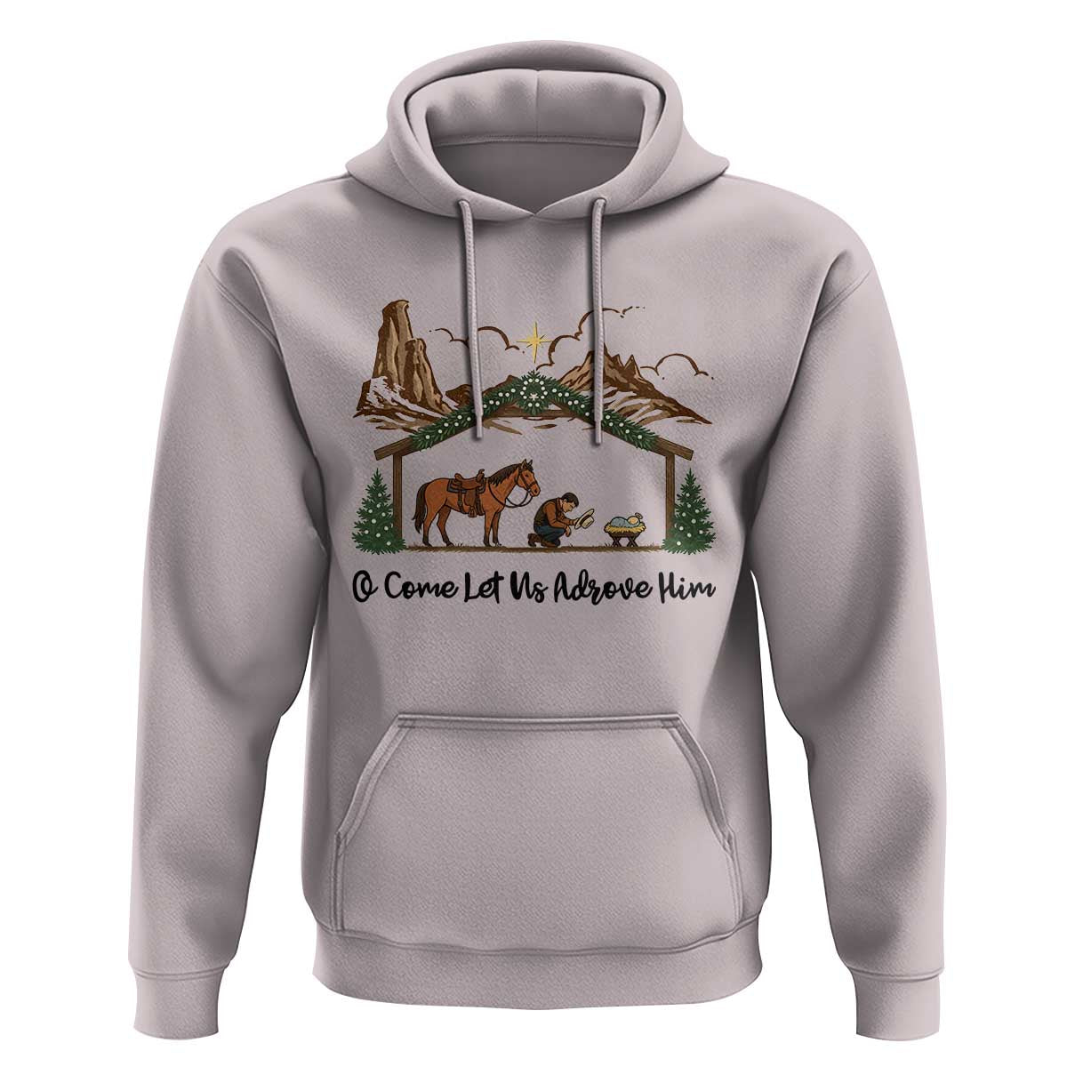 Nativity Scene Christmas Hoodie Cowboy Bible Scripture Verse Western - Wonder Print Shop