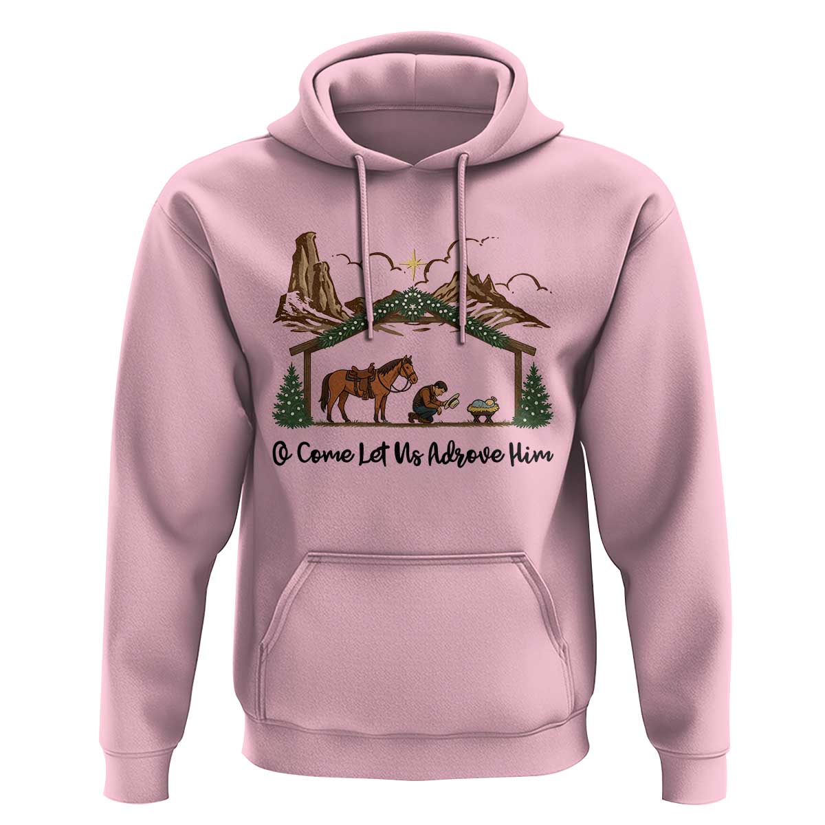 Nativity Scene Christmas Hoodie Cowboy Bible Scripture Verse Western - Wonder Print Shop