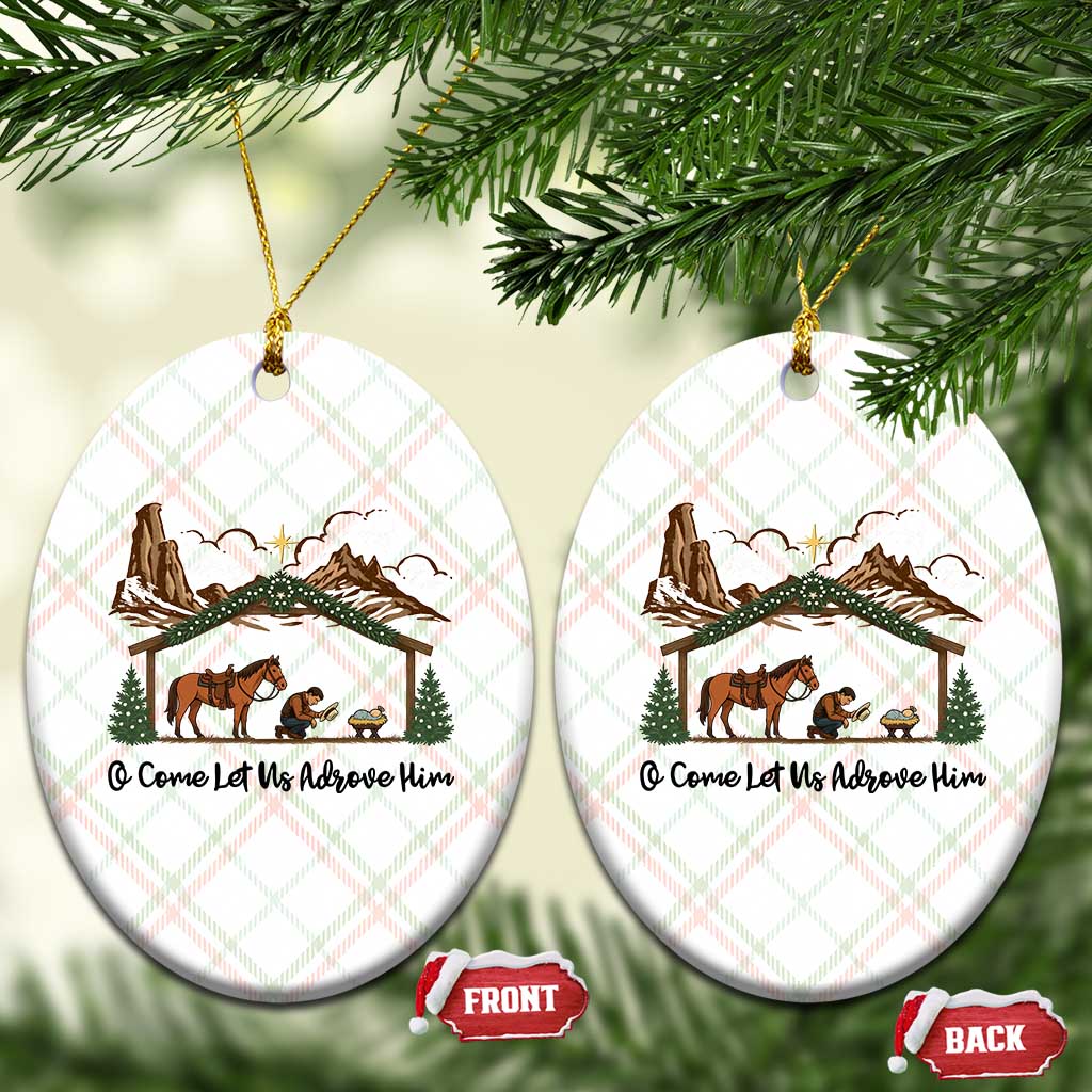 Nativity Scene Christmas Ceramic Ornament Cowboy Bible Scripture Verse Western - Wonder Print Shop