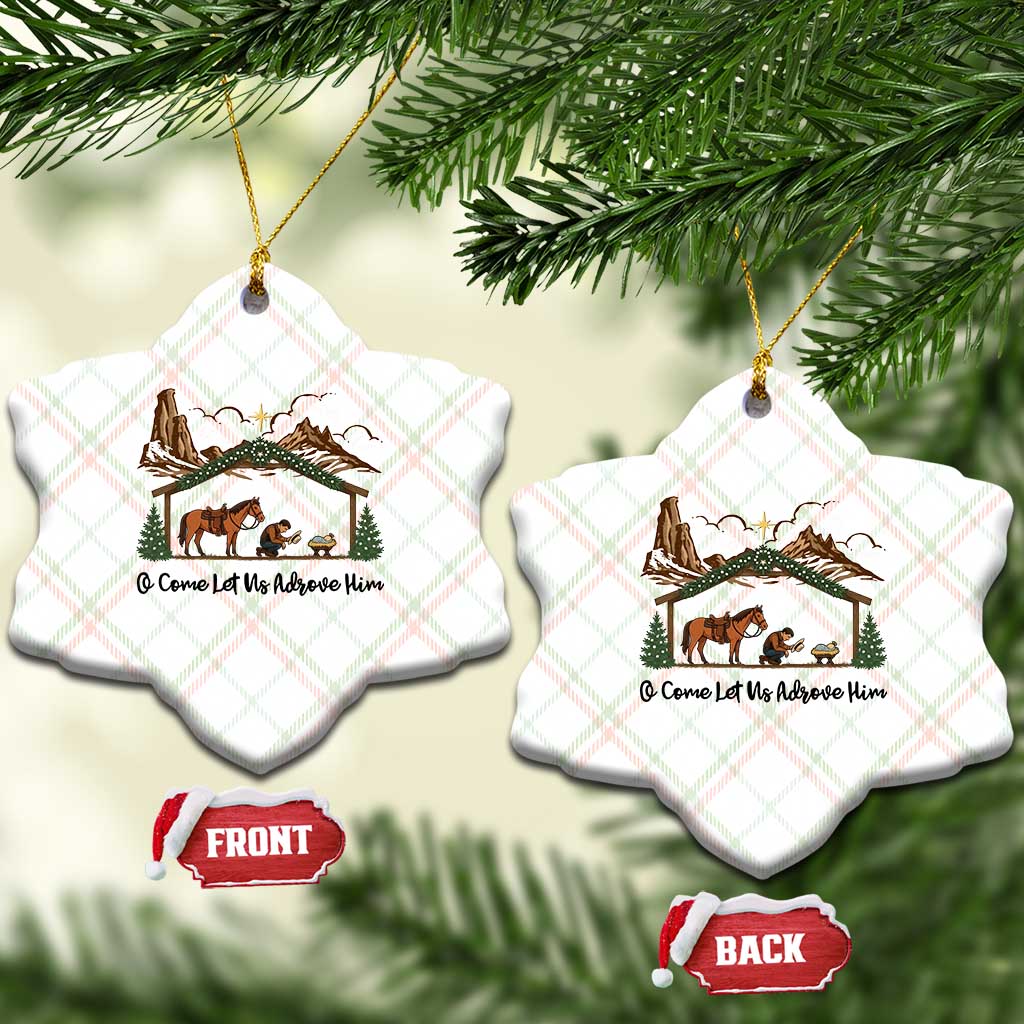 Nativity Scene Christmas Ceramic Ornament Cowboy Bible Scripture Verse Western - Wonder Print Shop