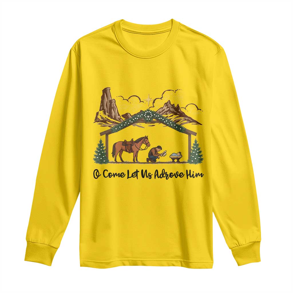 Nativity Scene Christmas Long Sleeve Shirt Cowboy Bible Scripture Verse Western - Wonder Print Shop