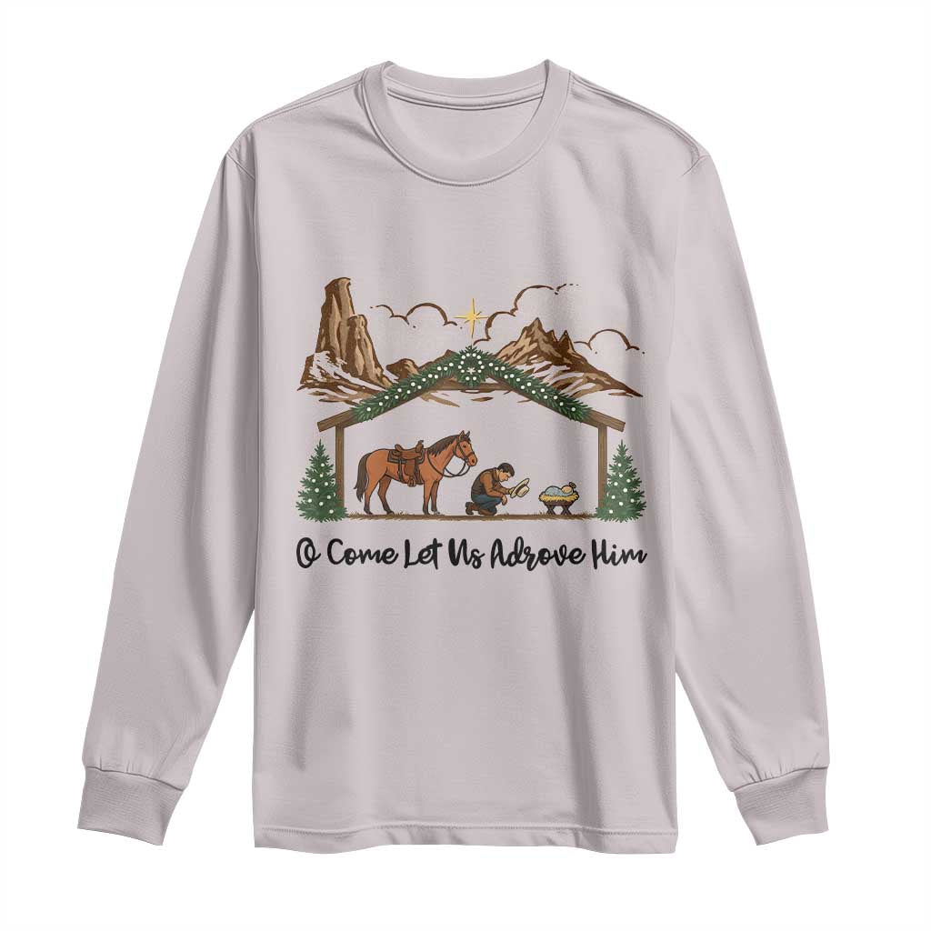 Nativity Scene Christmas Long Sleeve Shirt Cowboy Bible Scripture Verse Western - Wonder Print Shop