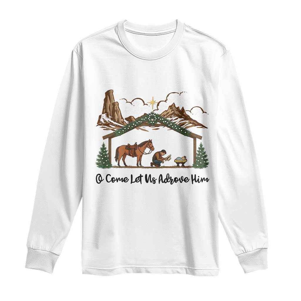 Nativity Scene Christmas Long Sleeve Shirt Cowboy Bible Scripture Verse Western - Wonder Print Shop