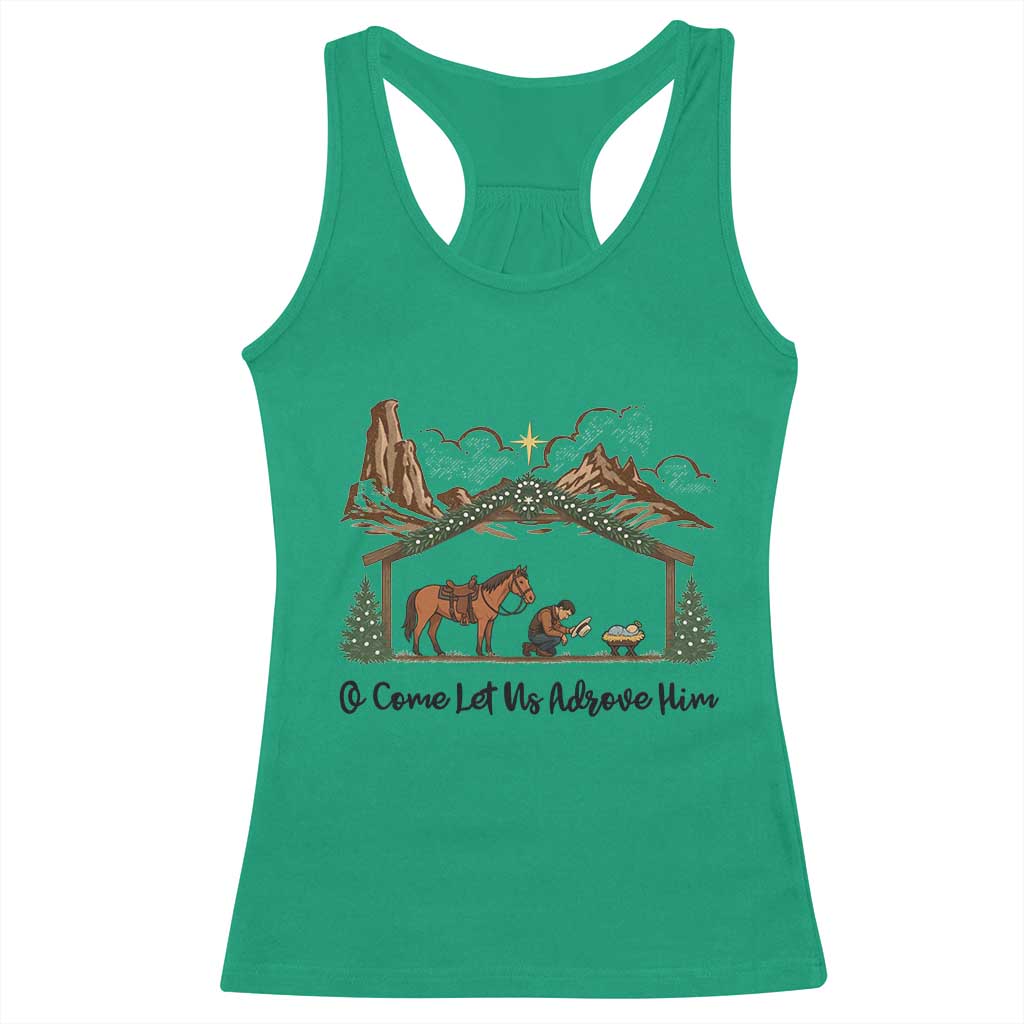 Nativity Scene Christmas Racerback Tank Top Cowboy Bible Scripture Verse Western - Wonder Print Shop