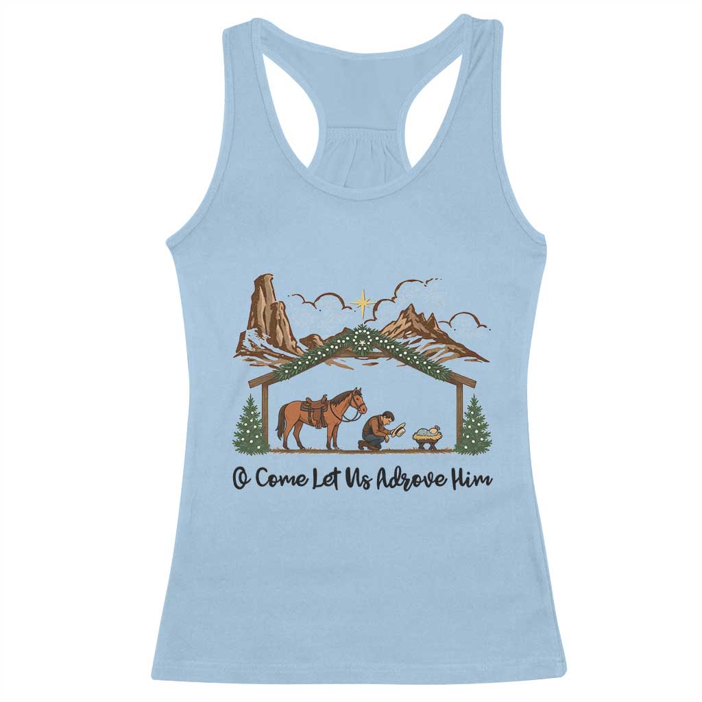 Nativity Scene Christmas Racerback Tank Top Cowboy Bible Scripture Verse Western - Wonder Print Shop
