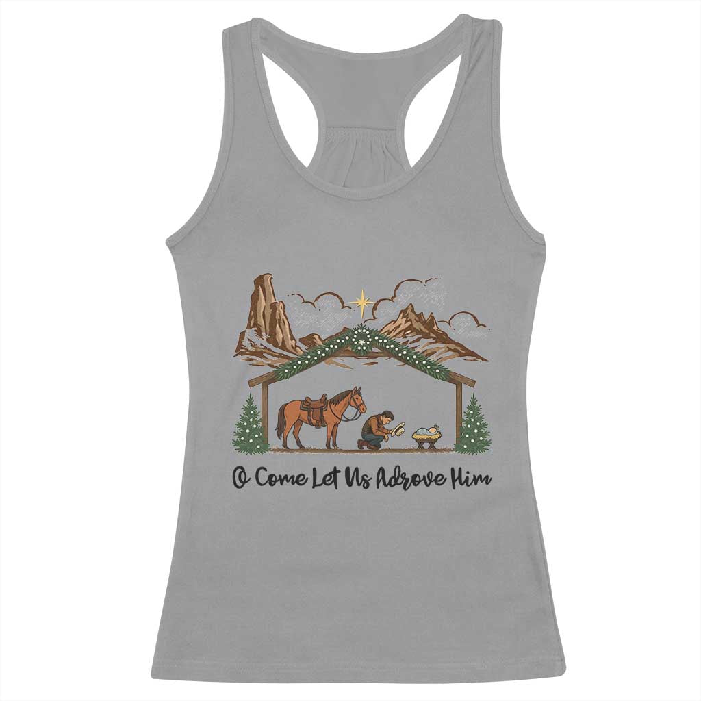 Nativity Scene Christmas Racerback Tank Top Cowboy Bible Scripture Verse Western - Wonder Print Shop