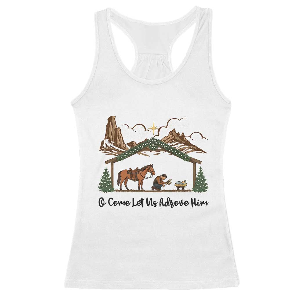 Nativity Scene Christmas Racerback Tank Top Cowboy Bible Scripture Verse Western - Wonder Print Shop