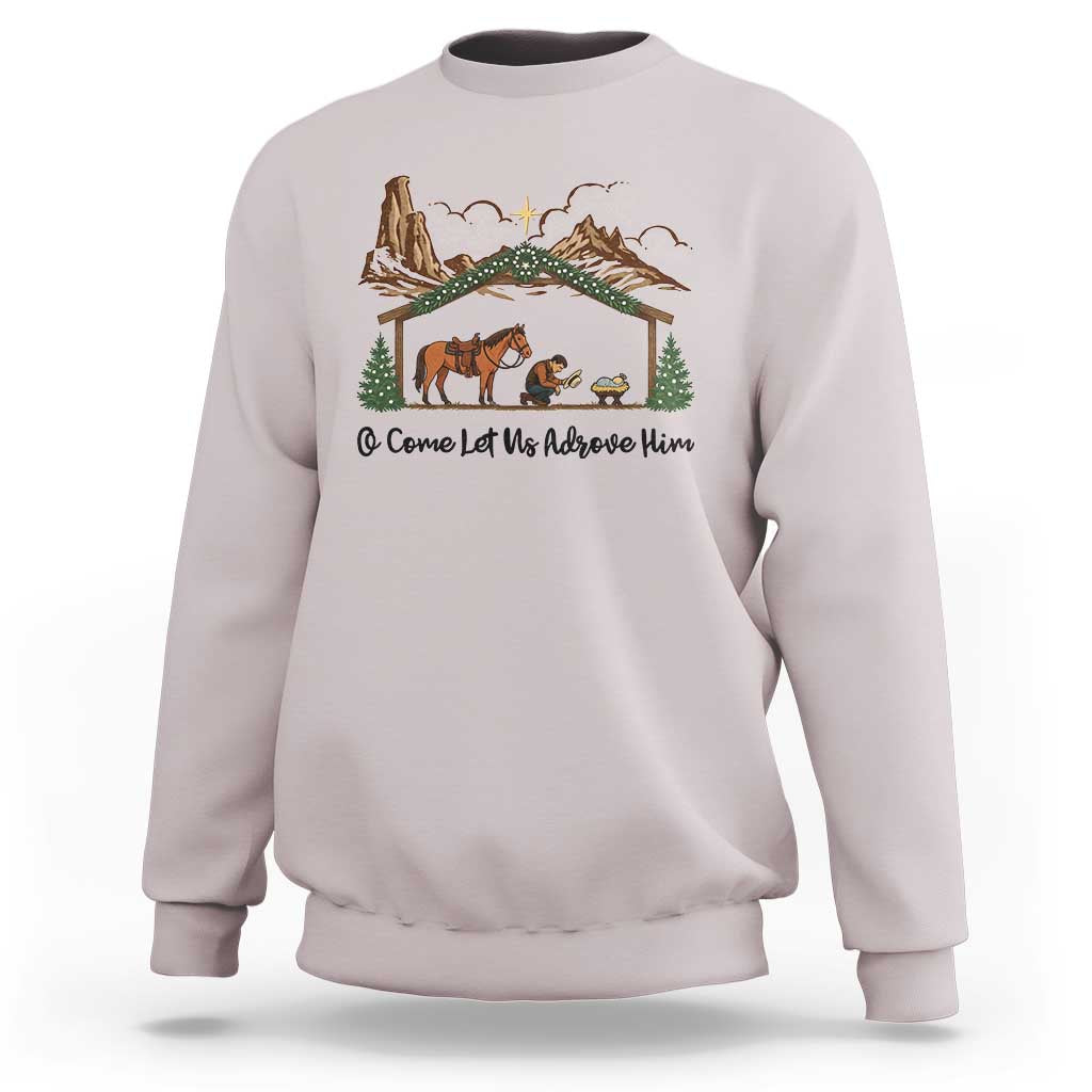 Nativity Scene Christmas Sweatshirt Cowboy Bible Scripture Verse Western - Wonder Print Shop