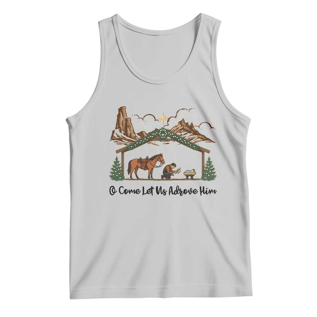 Nativity Scene Christmas Tank Top Cowboy Bible Scripture Verse Western - Wonder Print Shop