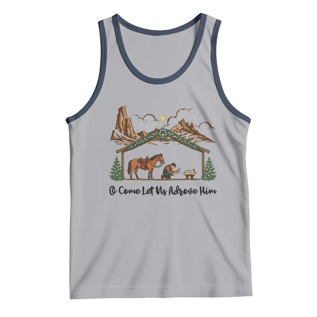 Nativity Scene Christmas Tank Top Cowboy Bible Scripture Verse Western - Wonder Print Shop