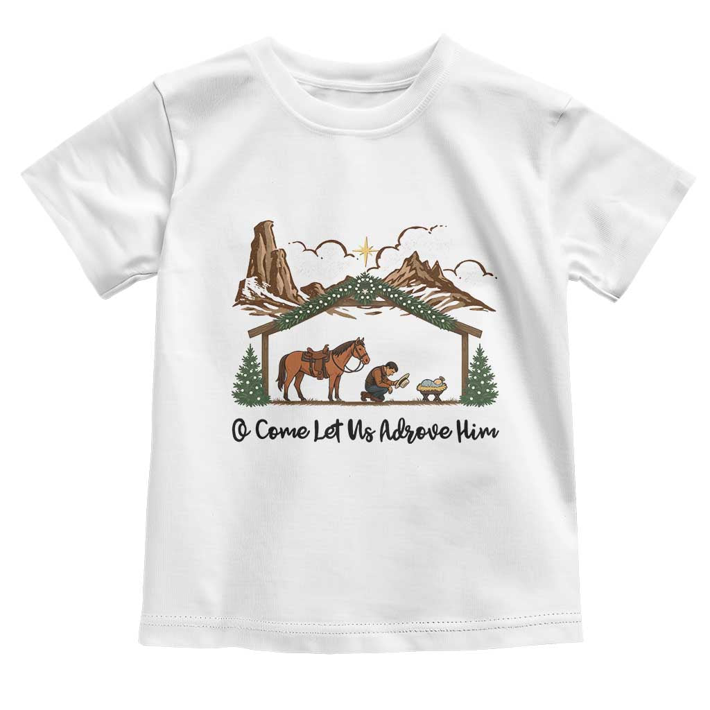 Nativity Scene Christmas Toddler T Shirt Cowboy Bible Scripture Verse Western - Wonder Print Shop