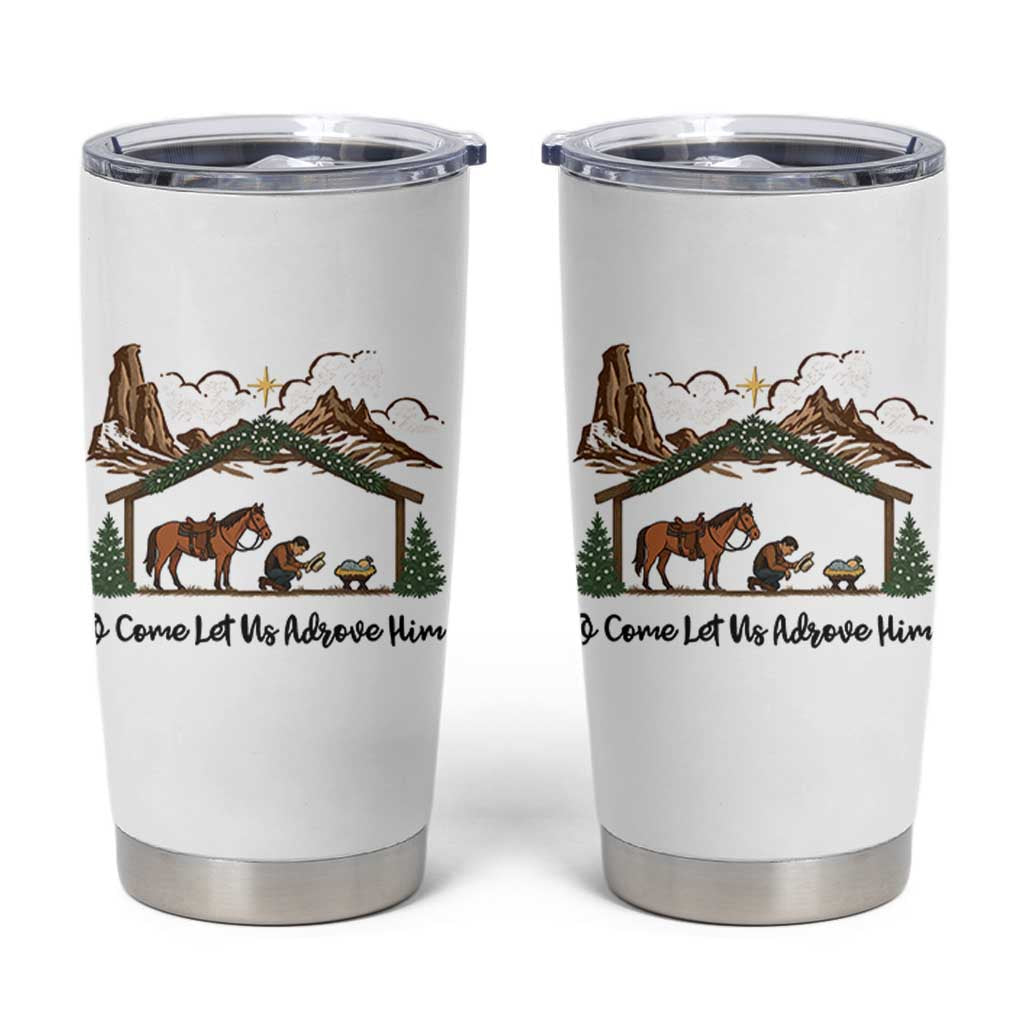 Nativity Scene Christmas Tumbler Cup Cowboy Bible Scripture Verse Western - Wonder Print Shop