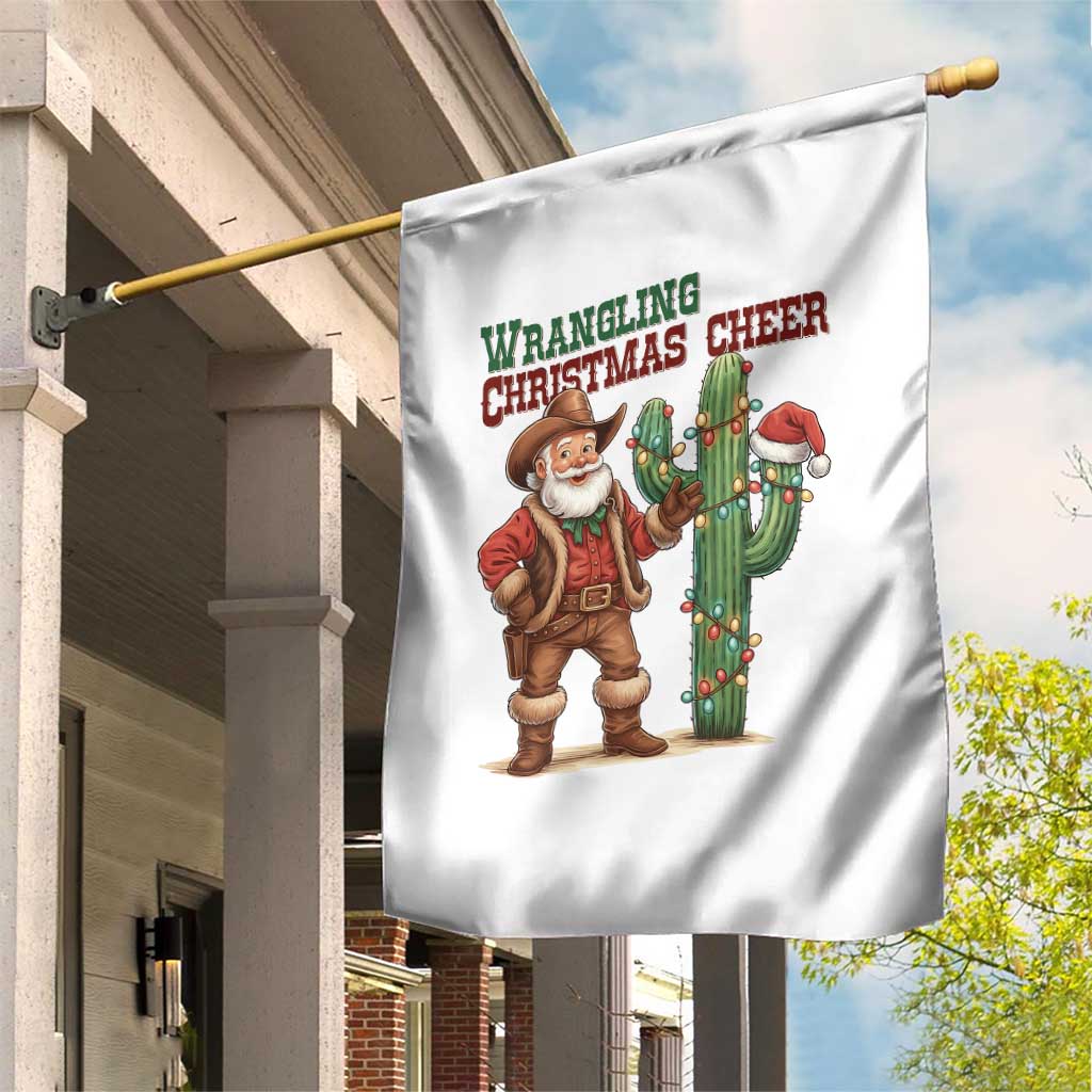 Funny Santa Cowboy Garden Flag Wrangling Christmas Cheer - Wonder Print Shop