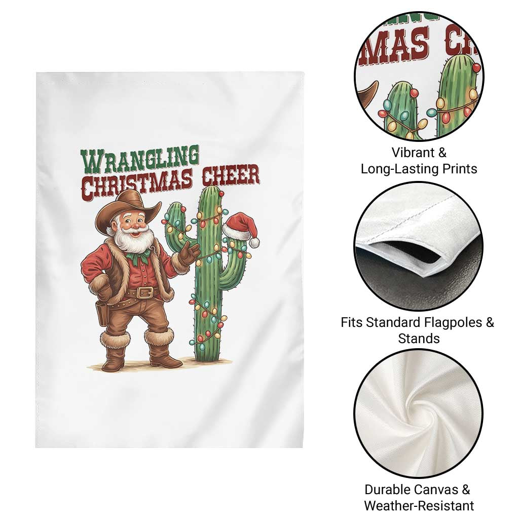 Funny Santa Cowboy Garden Flag Wrangling Christmas Cheer - Wonder Print Shop
