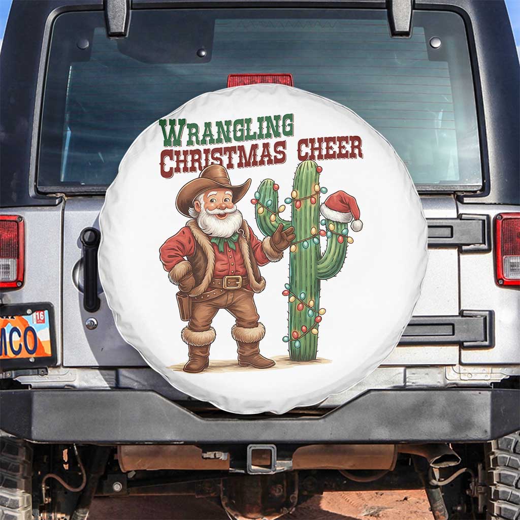 Funny Santa Cowboy Spare Tire Cover Wrangling Christmas Cheer - Wonder Print Shop