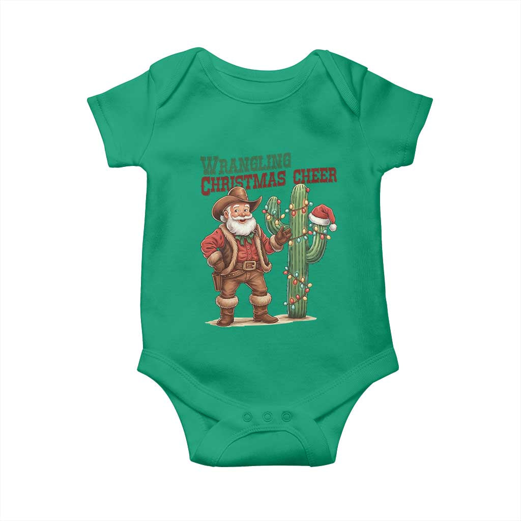 Funny Santa Cowboy Baby Onesie Wrangling Christmas Cheer - Wonder Print Shop