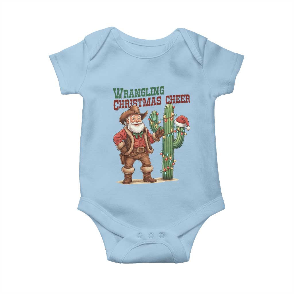 Funny Santa Cowboy Baby Onesie Wrangling Christmas Cheer - Wonder Print Shop